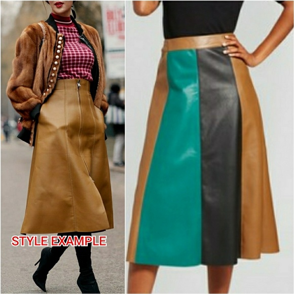 Dresses & Skirts - FAUX LEATHER MULTI COLOR SKIRT. nwot